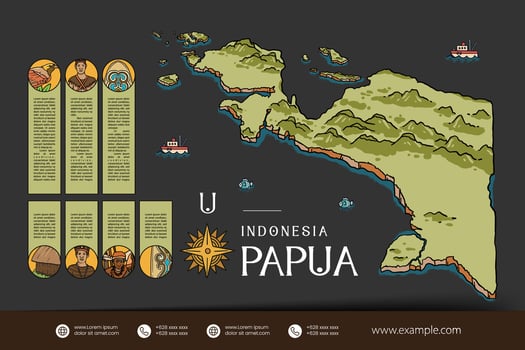 Papua Indonesia maps illustration. Indonesia Island design layout vector