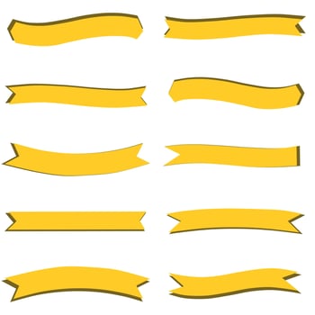 Sets of yellow gold ribbons icon vector