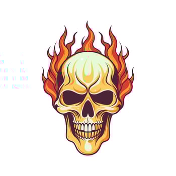 flaming skull vector clip art illustration radiating intense heat and an edgy vibe, perfect for rock bands and alternative themed designs