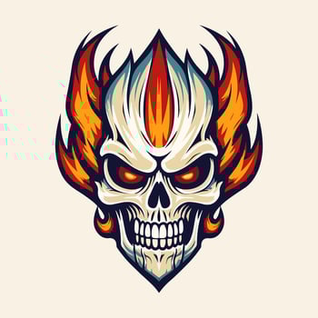 flaming skull vector clip art illustration