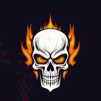 flaming skull vector clip art illustration