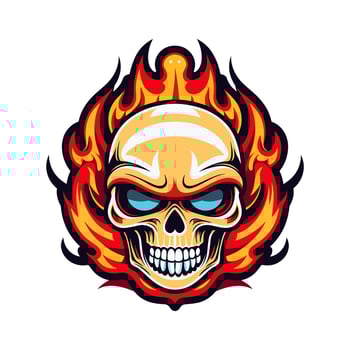 flaming skull vector clip art illustration