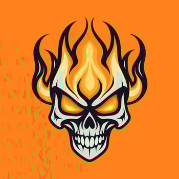 flaming skull vector clip art illustration radiating intense heat and an edgy vibe, perfect for rock bands and alternative themed designs