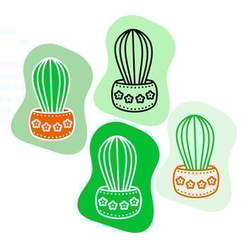 Potted flowers in a flat style. Succulent Icons. vector