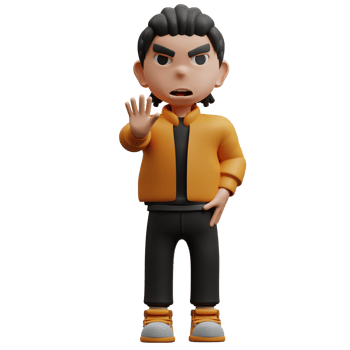 3D Illustration Boy waving hand png