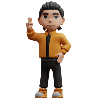 3d illustration boy showing victory sign png