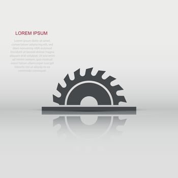 Saw blade icon in flat style. Circular machine vector illustration on white isolated background. Rotary disc business concept.
