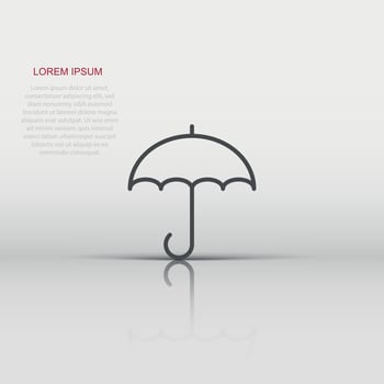Umbrella icon in flat style. Parasol vector illustration on white isolated background. Canopy business concept.