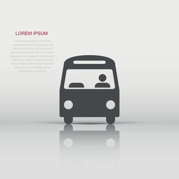 Bus icon in flat style. Coach vector illustration on white isolated background. Autobus vehicle business concept.