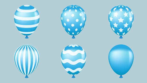 set of blue 3d balloons vector illustration. suitable for birthday card, festival banner, etc.