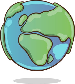 Cartoon planet Earth vector icon on white background. Earth day or environment conservation concept. Save green planet concept
