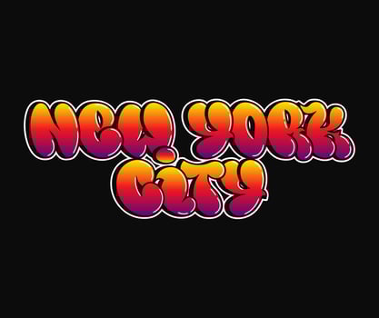 New York - single word, letters graffiti style. Vector hand drawn logo. Funny cool trippy word New York City, fashion, graffiti style print t-shirt, poster concept