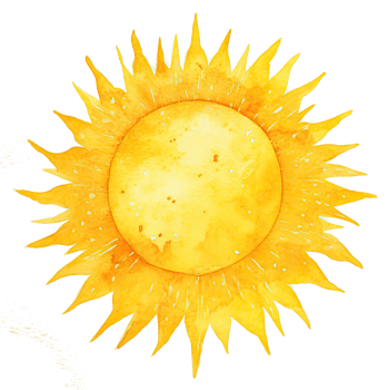 Cute watercolor sun. Illustration png