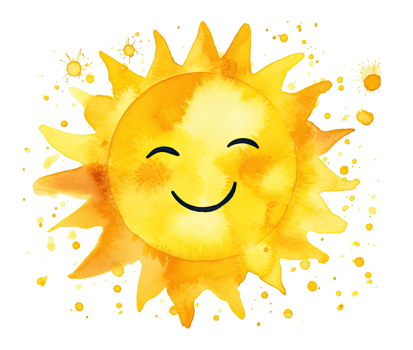Cute watercolor sun. Illustration png