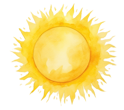 Cute watercolor sun. Illustration png