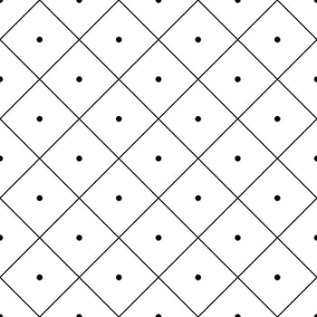 Seamless geometric diagonal grid with polka dot in the middle of square pattern with bow ties for tiles, fabric stripes, clothing, and tablecloths. vector