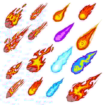 Meteorite illustration set vector