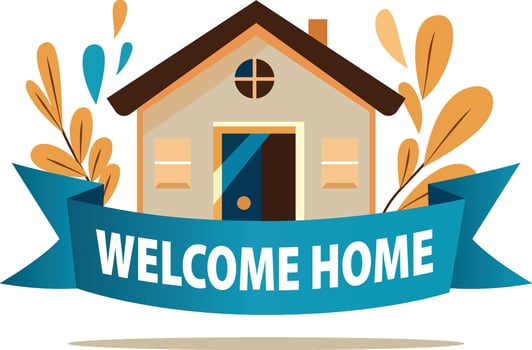 Welcome home banner vector illustration, welcome home design, print ready welcome home sign, printable welcome banner template stock vector image