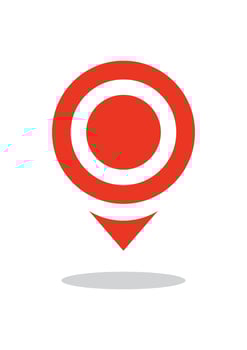 Location red icon vector. Pin sign Isolated on white background. Flat style for graphic design, logo. vector