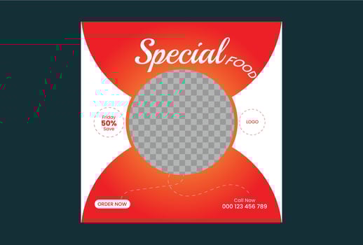 Social Media Post Design For food menu. vector