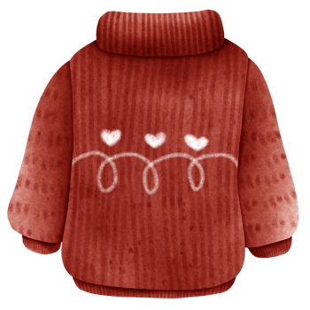 Cute and cozy winter autumn red knit sweater with heart pattern png