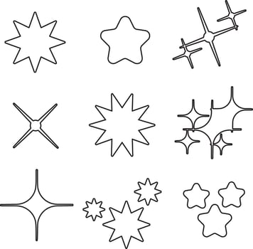 Yellow, gold, and orange sparkles symbols vector. The set of original vector stars sparkle icons. Bright fireworks, decoration twinkle, shiny flash. Glowing light effect stars and bursts collection.