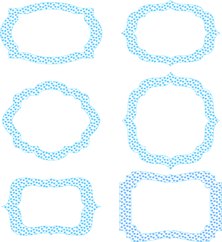 Set of frames with blue hearts for decoration. png