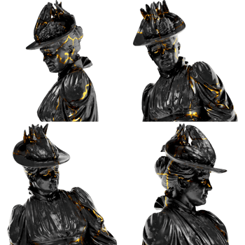 A Lady Emilie Marie Rovsing nee Raaschou Renaissance Portrait Bust in Black Marble and Gold png