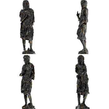 John the Baptist donatello - Renaissance Portrait Bust in Black Marble and Gold png