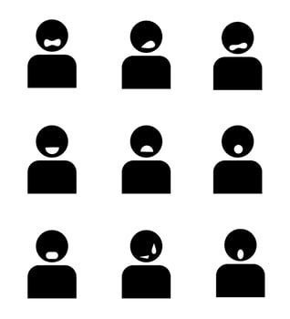 ILLUSTRATIONS AND ICONS WITH VARIOUS EXPRESSIONS vector