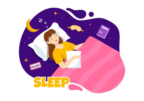 Sleep Vector Illustration with Happy Young Person is Fast Asleep and Having a Sweet Dream in Healthcare Hand Drawn Background Night Templates