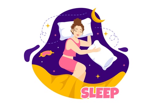 Sleep Vector Illustration with Happy Young Person is Fast Asleep and Having a Sweet Dream in Healthcare Hand Drawn Background Night Templates