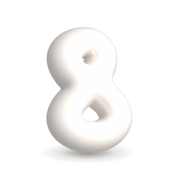 Luxury white balloon number Eight. 3d realistic illustration. For anniversary. png