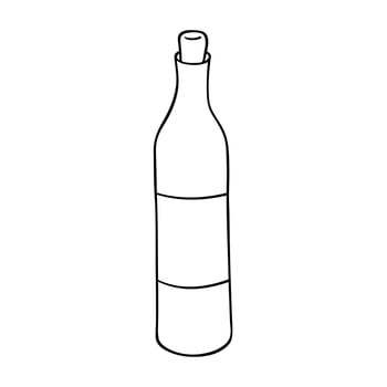 Hand drawn wine bottle illustration. Alcohol drink clipart in doodle style. Single element for design vector