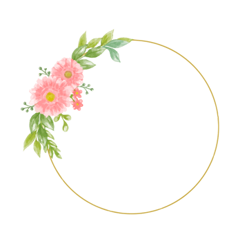Watercolor floral wreath bouquet label badge png
