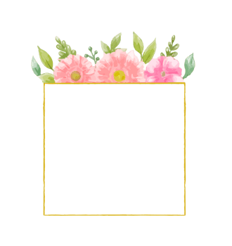 Watercolor floral wreath bouquet label badge png