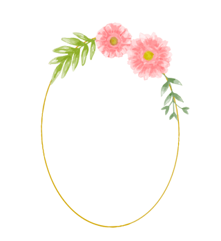 Watercolor floral wreath bouquet label badge png