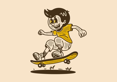 Mascot character design of a guy jumping on skateboard vector