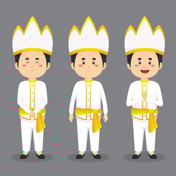 Avatar of a North Sulawesi Character with Various Expression vector