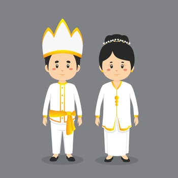 Couple Character Wearing North Sulawesi Traditional Dress vector
