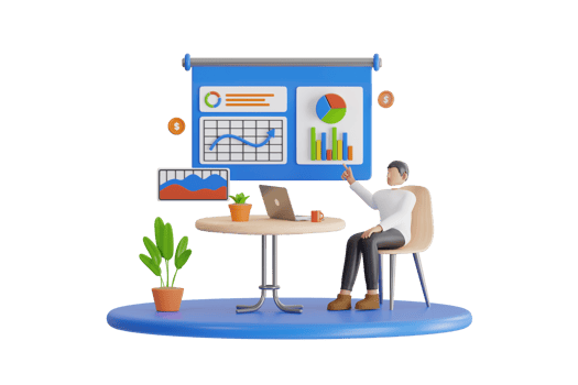 3D Illustration of Professional Business Analyst, Auditing and Financial Analysis. Graphic and audit documentation, economic analysis financial budget png