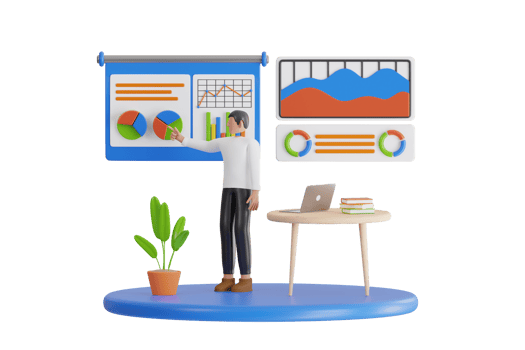 3D Illustration of Professional Business Analyst, Auditing and Financial Analysis. Data analytics, dashboard and business finance report png
