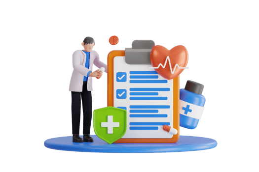 3d doctor writing prescription and holding pills. Male doctor prescribing medical treatment, painkiller or vitamin. 3d illustration png