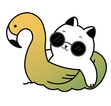 Cute Cat On Pool Ring Inflatable Flamingo Cartoon Illustration png