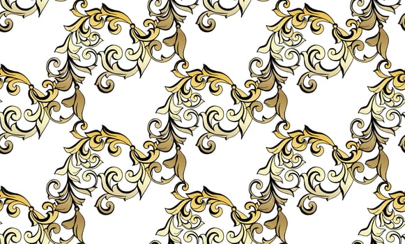Vector damask vintage baroque scroll ornament swirl. Victorian monogram heraldic shield swirl. Retro floral leaf pattern border foliage antique acanthus calligraphy engraved tattoo. seamless pattern