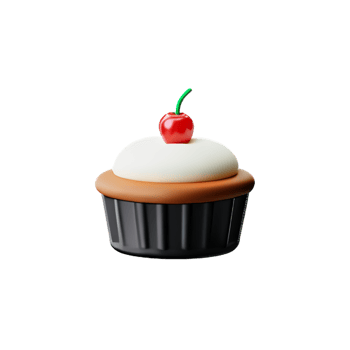 Cake and cupcake with cherry and strawberry png