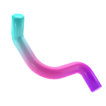 3d render shape abstract pipe metal geometric. Realistic glossy turquoise and lilac gradient luxury template decorative design illustration. Minimalist bright mockup isolated transparent png