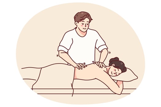 Man masseur massage female patient vector