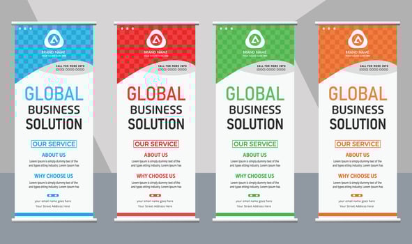 Business banner roll up set standee banner template. vector