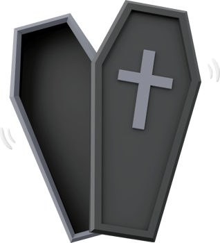 Cartoon coffin, Halloween theme elements 3d illustration png